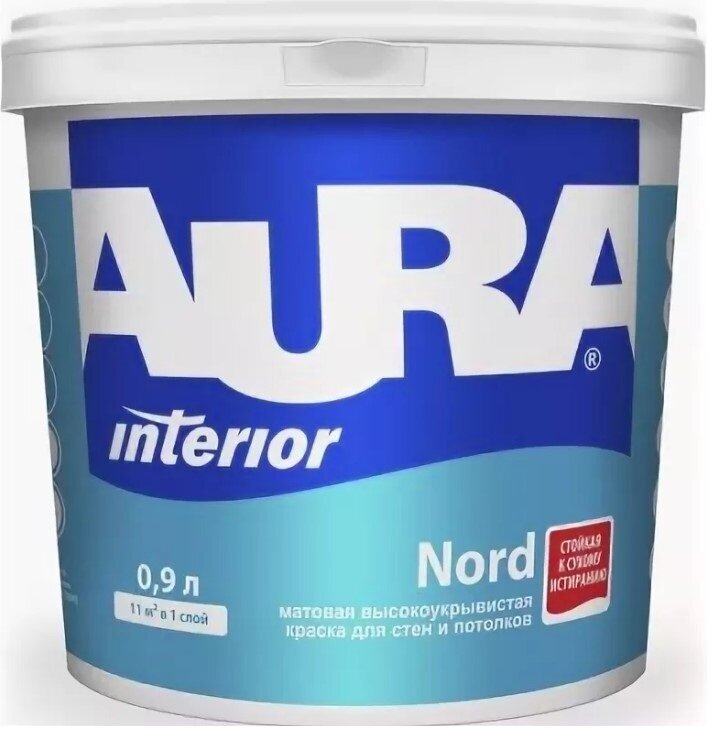 Краска акриловая Aura Nord для детской влагостойкая моющаяся матовая белый 0,9 л 0,9 кг - фотография № 2