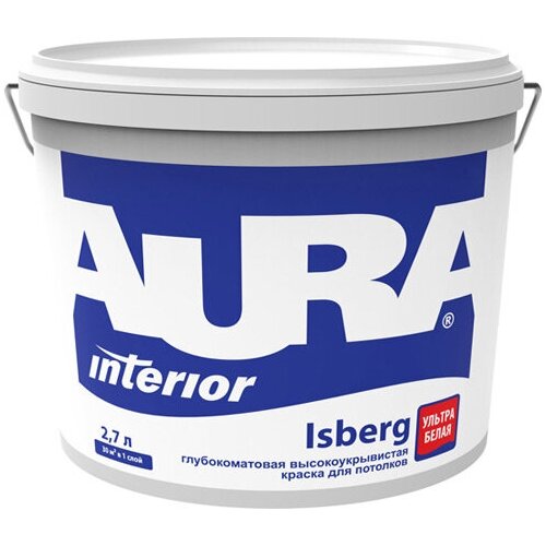 Краска в/д AURA ISBERG для потолков 2,7л, арт.4607003914585 краска aura luxpro 2 для стен и потолков 2 5 л