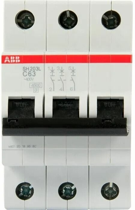 Автоматический выключатель ABB SH203L 3P 63А тип С 4,5 кА 380 В - фотография № 2