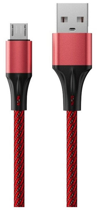 Accesstyle Кабель Accesstyle AM24-F100M, microUSB - USB, 2.4А, ткань, быстрая зарядка, 1м, черно-красный