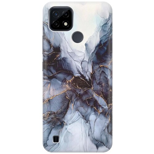 фото Cиликоновый чехол на realme c21 / рилми с21 с принтом "черно-белый мрамор" gosso