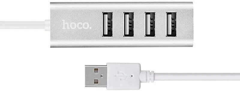 Хаб Hoco HB1 Line Machine USB to 4xUSB - Серебристый (silver usb)