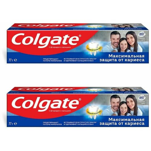 ремонт кариес ремонт всех кариес полости и защита зубов Colgate Зубная паста Максимальная защита от кариеса Свежая мята, 50 мл, 2 шт