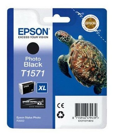 Картридж струйный Epson T1571 C13T15714010 фото черный (25.9мл) для Epson St Ph R3000