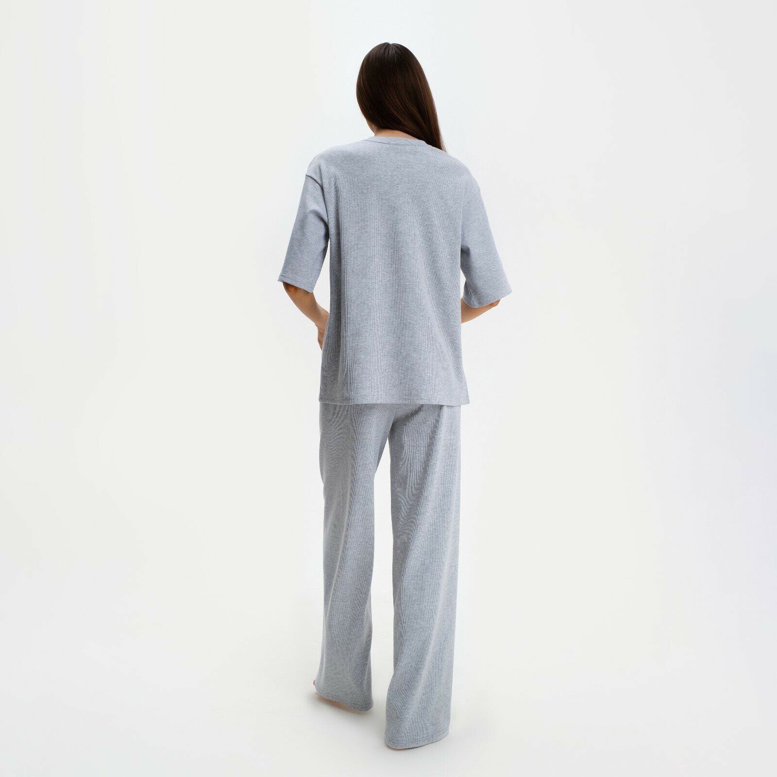 Комплект женский (футболка и брюки) KAFTAN "Basic" р. 44-46, серый - фотография № 3