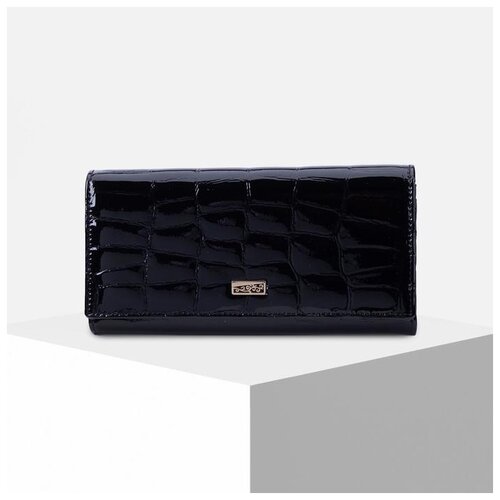 фото Кошелек жен 06-02-01, 19*3*9 см, 3 отд, д/карт, д/монет, черный 6491201 сима-ленд