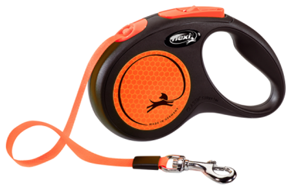 Поводок-рулетка Flexi New Neon tape S, 5 м, 15 кг, оранжевый