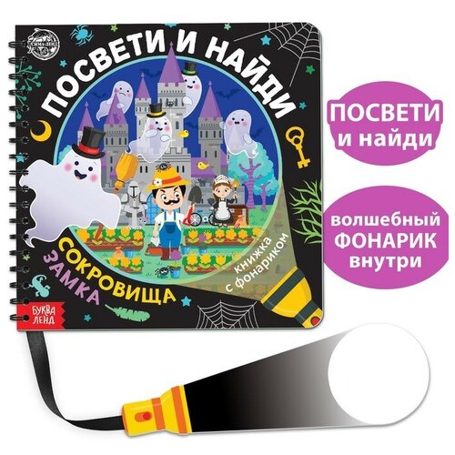 Книжка с фонариком «Посвети и найди. Сокровища замка», 30 стр.