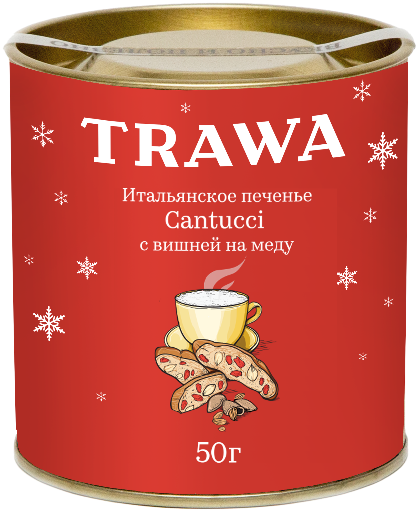 Trawa Печенье Кантуччи с вишней на меду 50 гр - фотография № 1