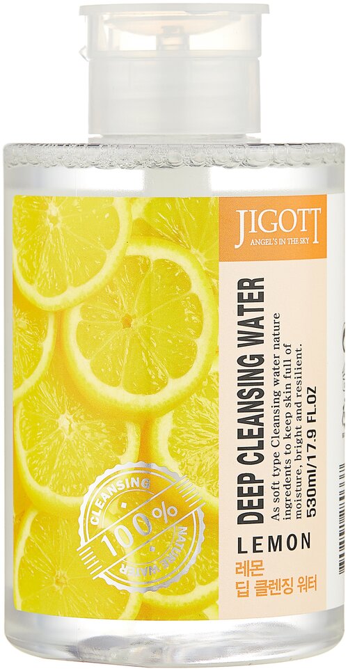 Jigott вода  очищающая с экстрактом лимона Deep Cleansing Water Lemon, 530 мл