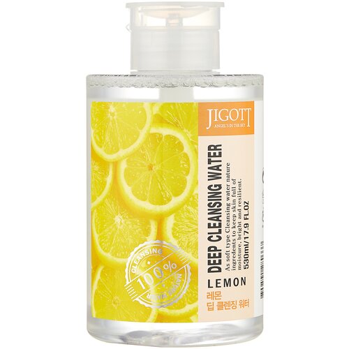 Jigott вода очищающая с экстрактом лимона Deep Cleansing Water Lemon, 530 мл jigott вода очищающая с экстрактом граната deep cleansing water pomegranate 530 мл 600 г