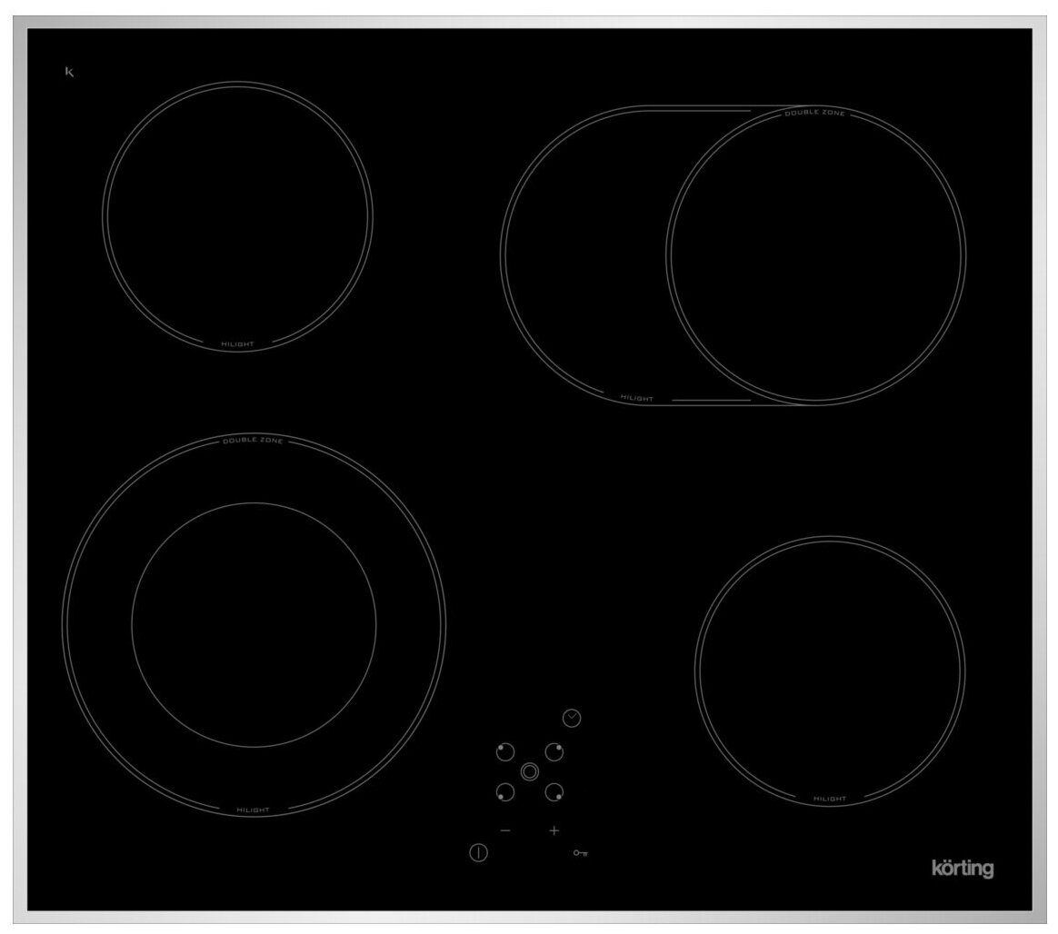 Электрическая варочная панель Korting HK 62051, с рамкой, цвет панели черный, цвет рамки серебристый