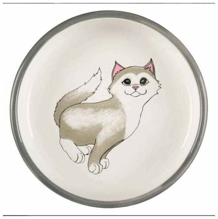 Миска для кошек Trixie Ceramic Bowl, размер 15см., серый - фотография № 7