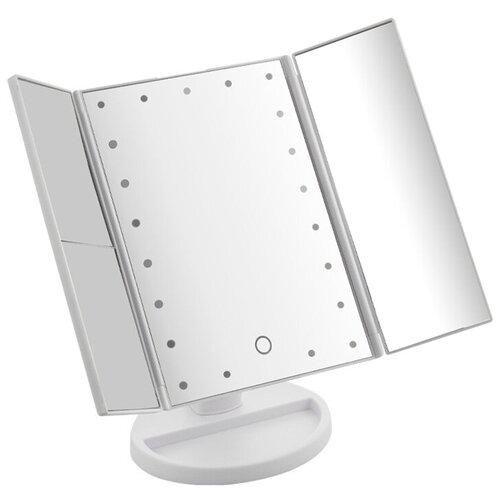 Зеркало санакс косметическое, настольное, белое, со светодиодной подсветкой, раскладное, сенсорное, зеркало с двойным и тройным увеличением