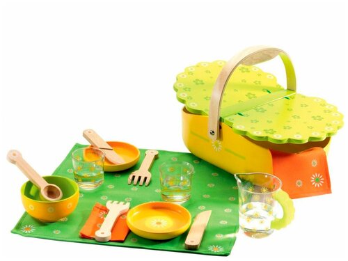 Набор посуды DJECO Мой пикник 06527 зеленый/желтый/оранжевый