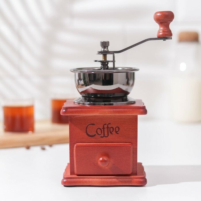 Кофемолка ручная «Утренний кофе» 98×16 см красное дерево