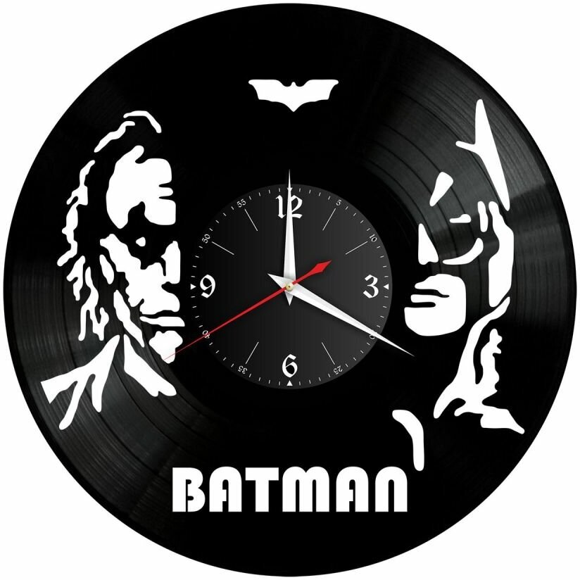 Часы из винила Redlaser "Бэтмен (Batman), супергерой, марвел, темный рыцарь, джокер, враг бэтмена" VW-10314
