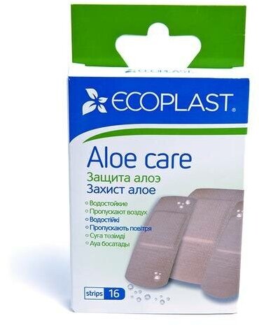 Ecoplast Набор полимерных пластырей Aloe care с экстрактом алое 16 шт