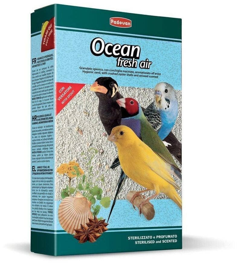 Наполнитель Padovan OCEAN fresh air био-песок для птиц (1кг)