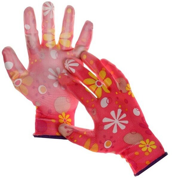 Перчатки нейлоновые, с ПВХ полуобливом, размер 8, цвет микс - фотография № 1
