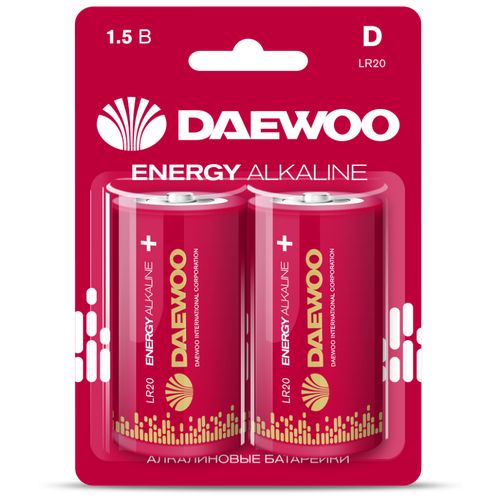 Батарейка Daewoo ENERGY LR20 D BL2 Alkaline 1.5V - 2 шт.