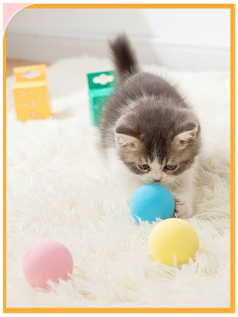 Игрушки для кошек, интерактивный мячик со звуком и кошачьей мяты для кошек - фотография № 3