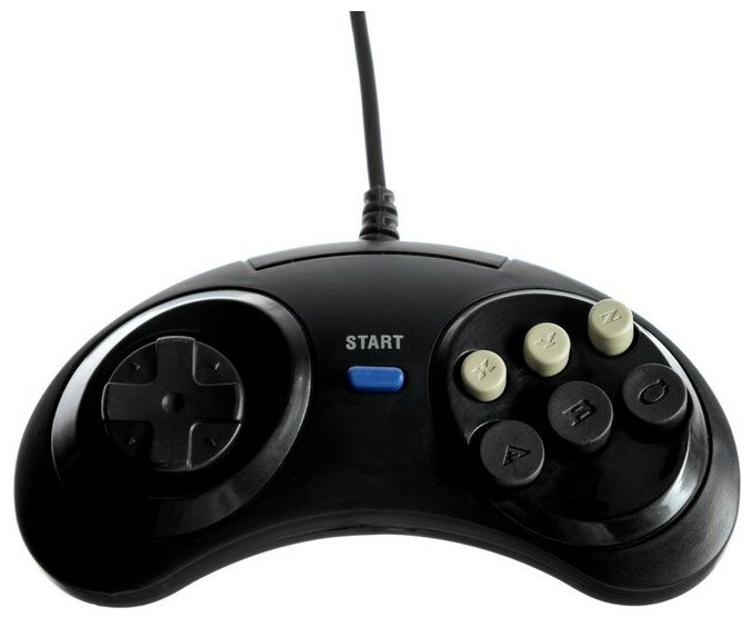 Геймпад для Sega 16-bit GP-100, 6 кнопок, 8 направлений, 9-Pin, чёрный