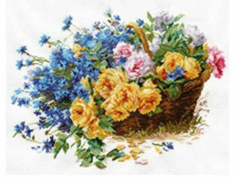 Набор для вышивания крестом алиса Цветущий сад. Розы и васильки, 25*26см