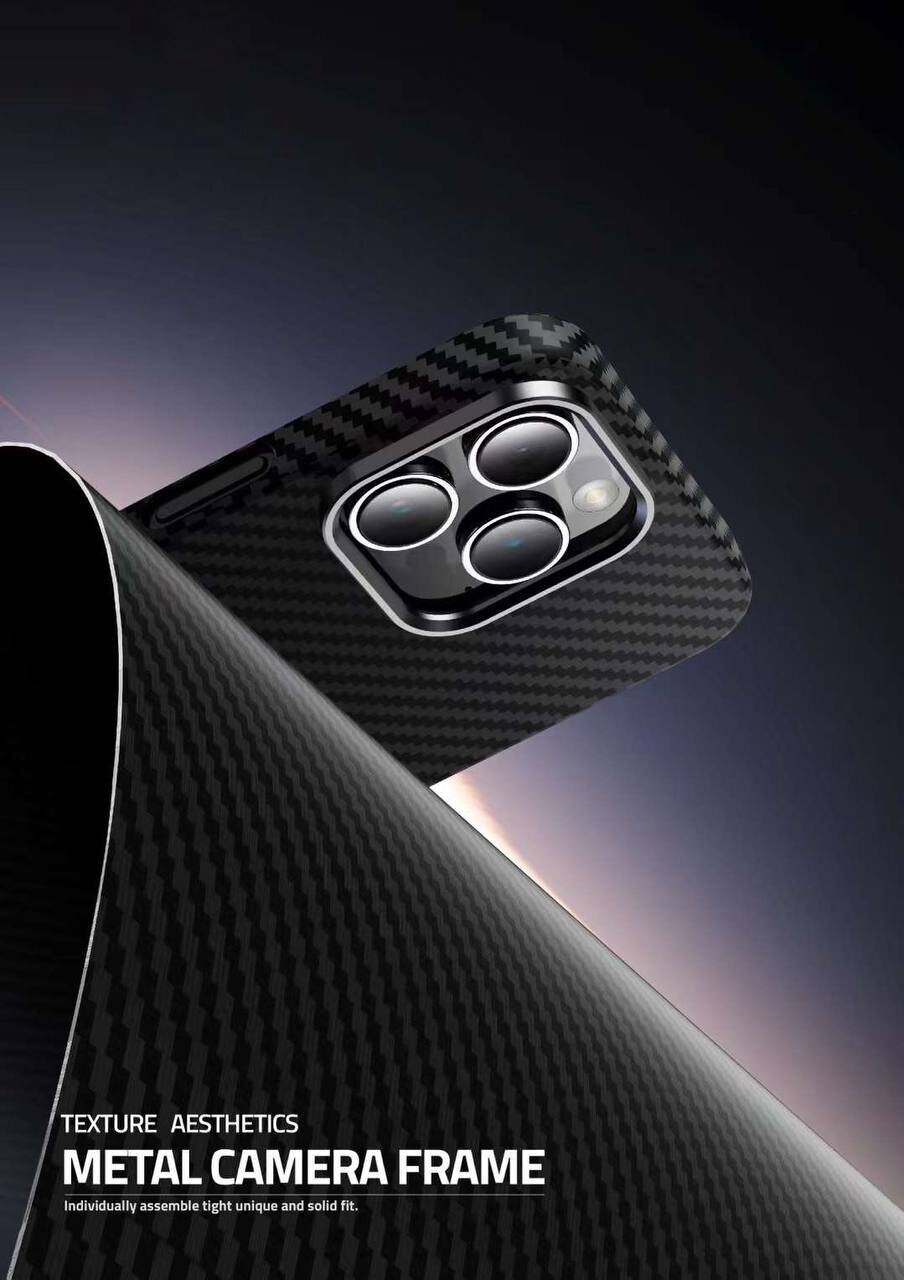 Премиум карбоновый MagSafe чехол для iPhone 15 Pro MAX, Черный Титан
