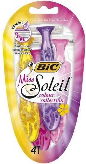 Одноразовая бритва Bic Miss Soleil Colour Collection 3 лезвия, 4 шт