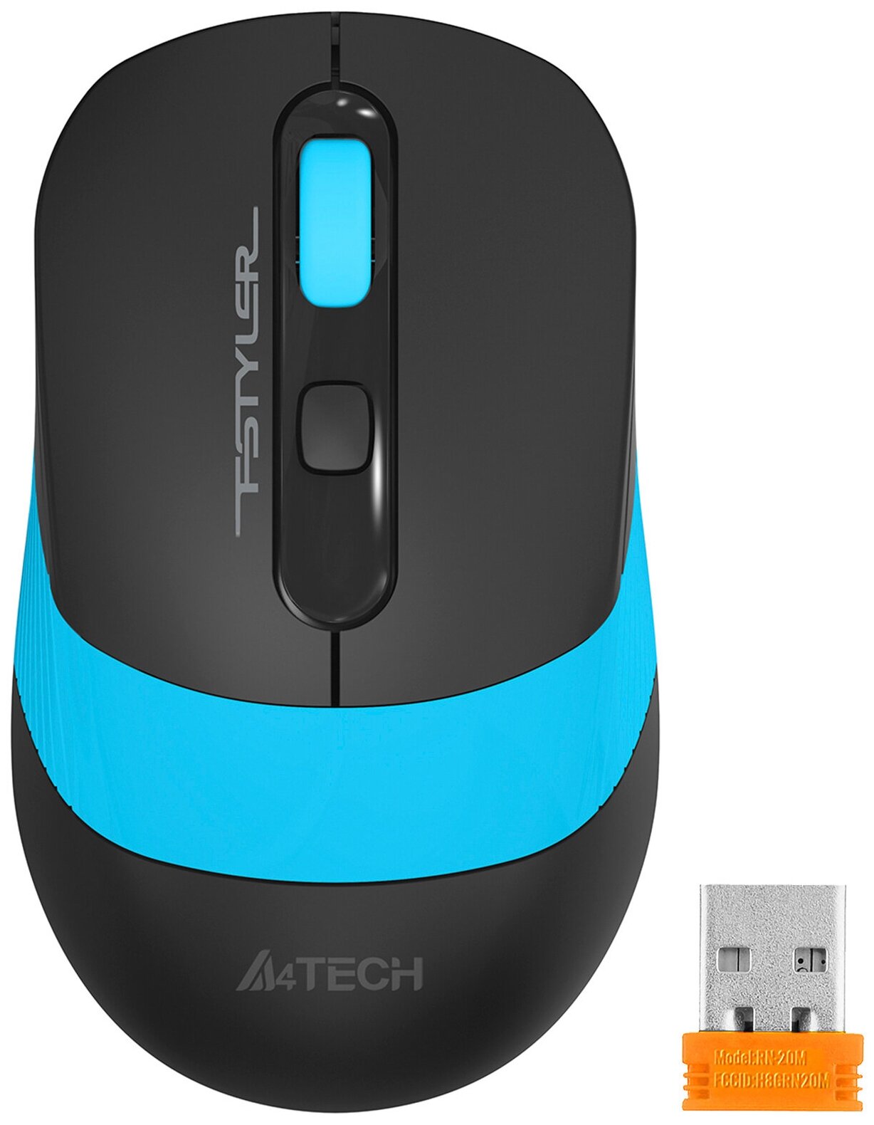Мышь беспроводная A4Tech Fstyler FG10S черный/синий оптическая (2000dpi) silent USB для ноутбука (4but)