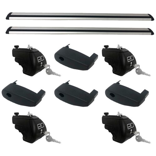 фото Комплект дуг и опор евродеталь на рейлинги для lada priora (2007-н.в.), крыло, с замком, 1.1 м серый