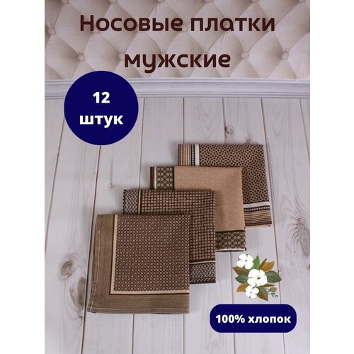 Мужские платки носовые в наборе 12 штук