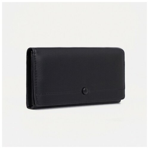 фото Кошелек , на кнопках, 4 отделения для банкнот, отделение для монет, черный