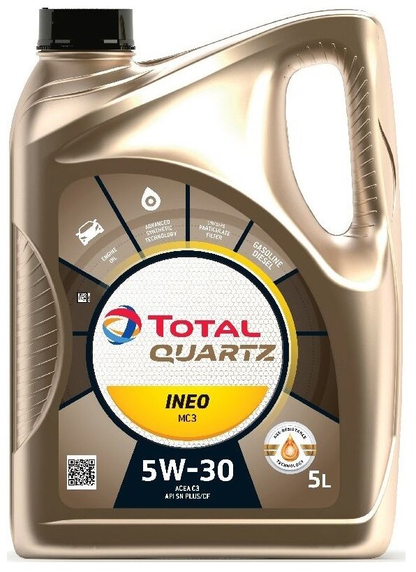 Синтетическое моторное масло TOTAL Quartz INEO MC3 5W30, 5 л