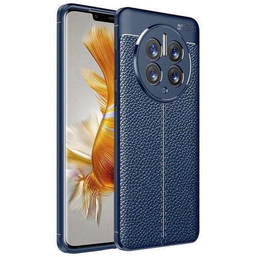 Накладка силиконовая для Huawei Mate 50 Pro под кожу синяя накладка силиконовая для huawei mate 60 pro под кожу чёрная