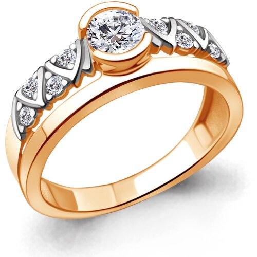 фото Золотое кольцо aquamarine 666501а с фианитом diamant-online