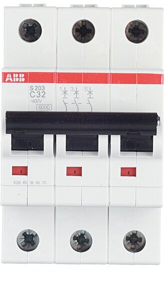 Автоматический выключатель ABB S203 (2CDS253001R0324) 3P 32А тип С 6 кА 400 В на DIN-рейку