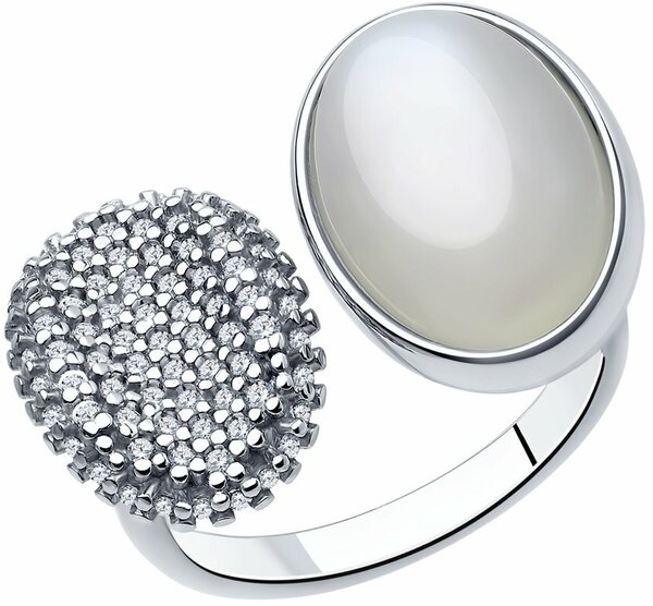 Кольцо Diamant online серебро, 925 проба, фианит, лунный камень