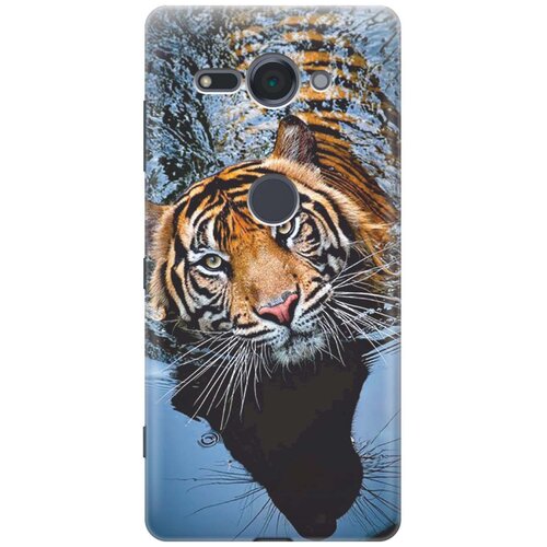 фото Re:pa накладка transparent для sony xperia xz2 compact с принтом "тигр купается"