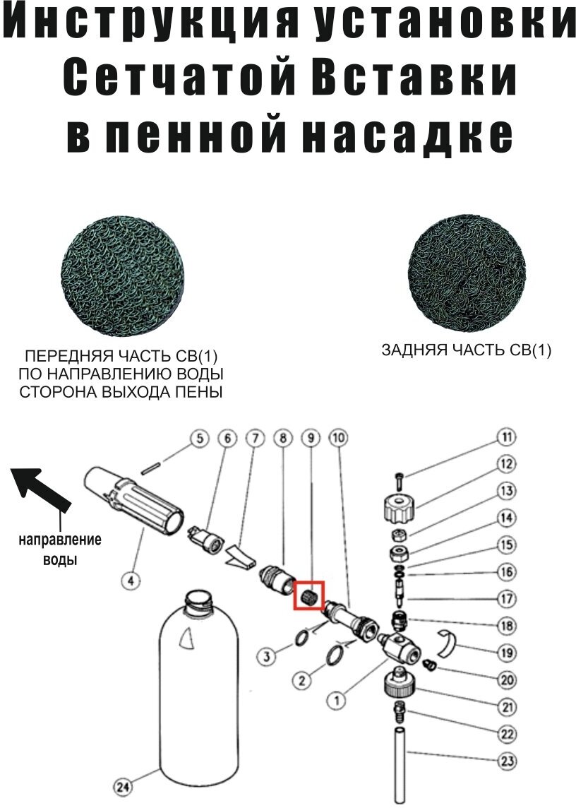 Сетчатая вставка таблетка для пенной насадки (Пеногенератора) 1 - фотография № 3