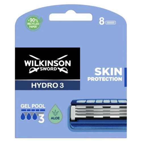 Wilkinson Sword Hydro 3 Skin Protection / Сменные кассеты для бритв HYDRO , 8 шт. wilkinson sword schick hydro 5 skin protection regular бритвенный мужской станок с 9 сменными кассетами