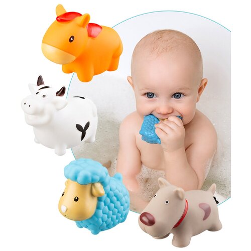 фото Набор игрушек для ванны "моя ферма" в комплекте 4 шт. roxy-kids