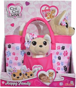 Плюшевые собачки Chi-Chi love Счастливая семья, 2 собачки, в сумочке, 20 см, 14 см 5893213