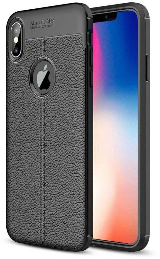 фото Чехол-накладка Litchi Grain для iPhone XS Max (черный)