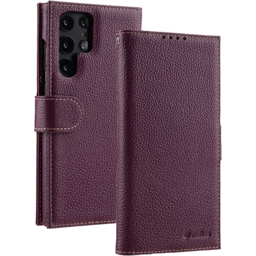 Кожаный чехол книжка Melkco Wallet Book Type для Samsung Galaxy S23 Ultra, сиреневый