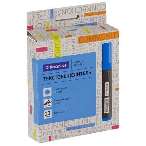 Купить OfficeSpace Набор текстовыделителей (HL_9543) голубой, 1-4 мм, 12 шт, голубой