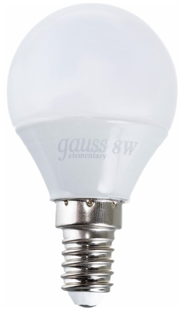 GAUSS 53128 Лампа светодиодная E14 G45 8W (75W) 220V холодный GAUSS