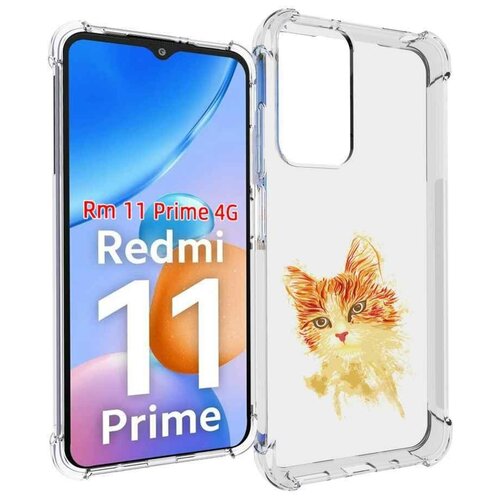 Чехол MyPads рыжий кот для Xiaomi Redmi 11 Prime 4G задняя-панель-накладка-бампер