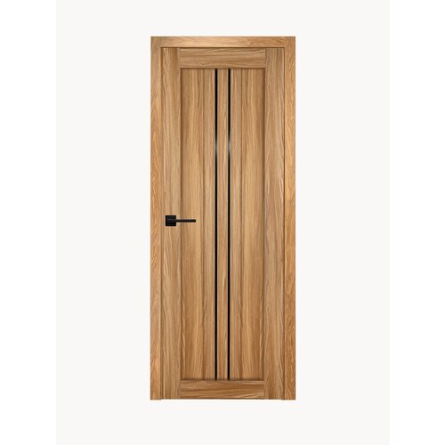 Комплект межкомнатная дверь Рондо 12 с коробкой и наличником, отделка ДЕКОРОМ black star, цвет дуб натуральный ПВХ 60х200 см